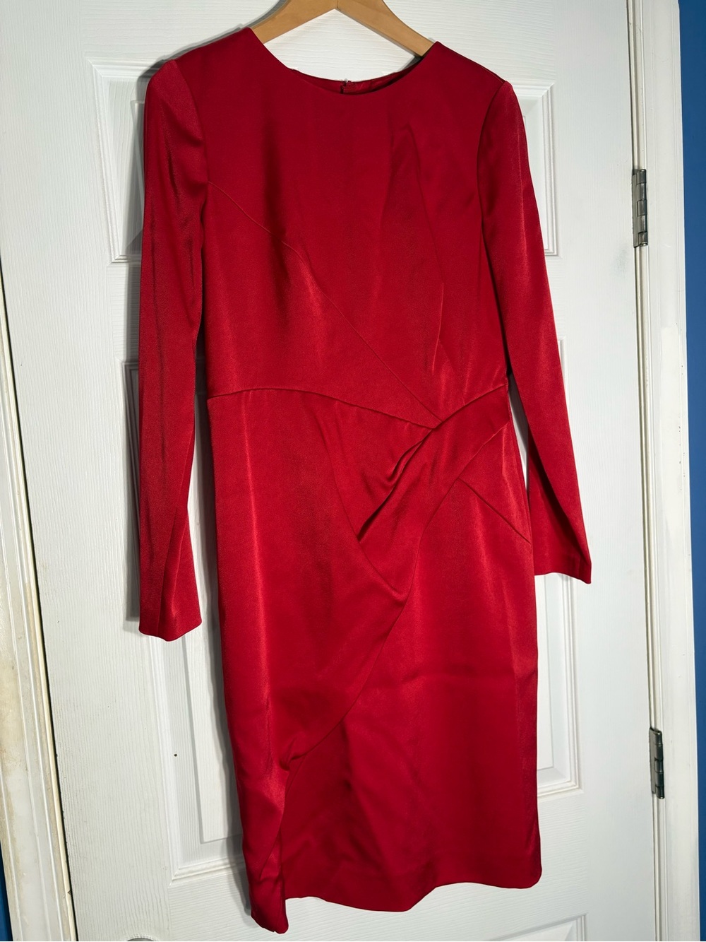 PAULE KA Crimson Red Long-Sleeve Sheath Dress